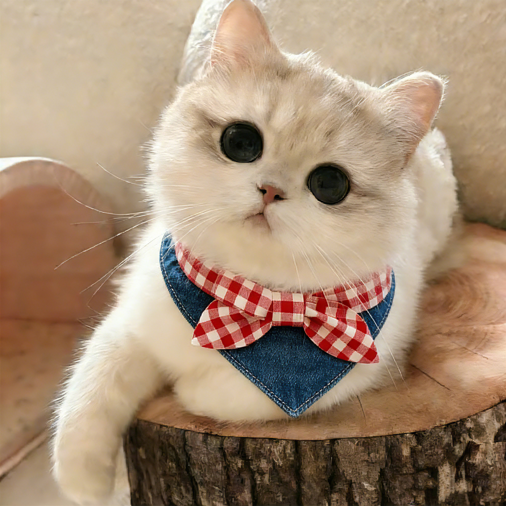 猫咪围脖口水巾牛仔蝴蝶结狗狗三角巾脖圈配饰小猫围兜围巾装饰