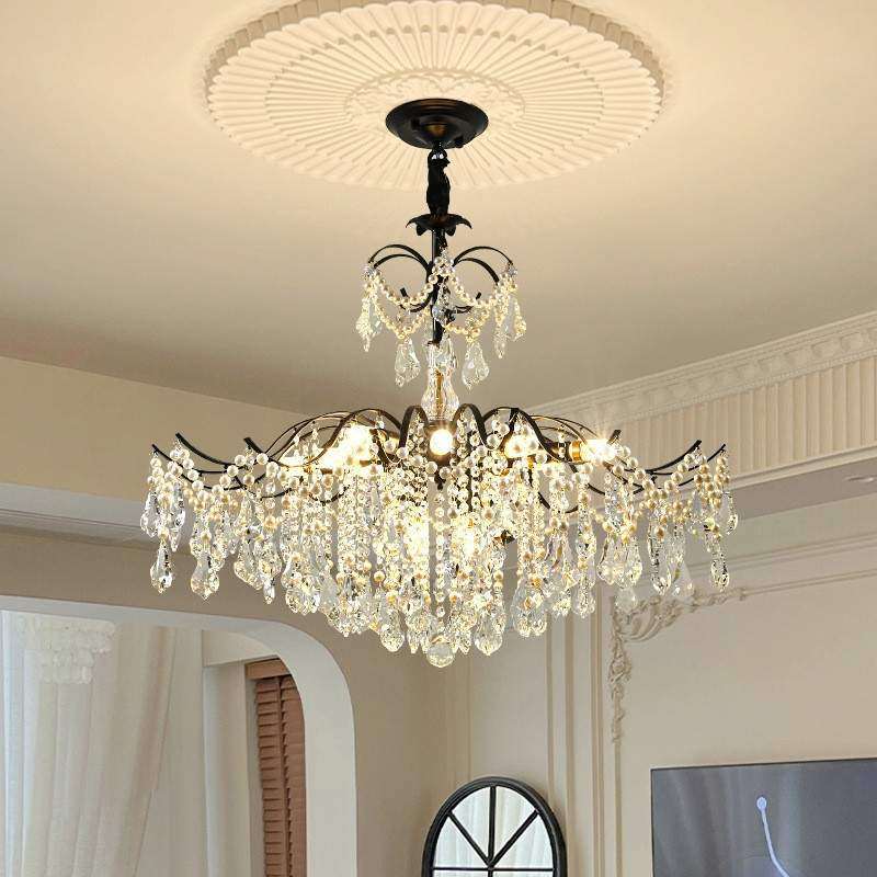 吊灯2025法式美式客厅餐厅水晶珍珠黑色卧室铁艺家装灯饰中山灯具,3C数码配件,USB灯,淘宝优惠券,粉丝福利购,淘宝优惠卷