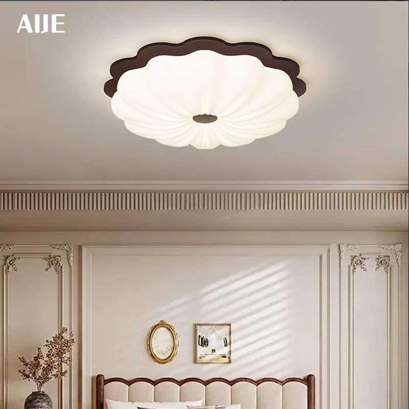 奶油风花朵吸顶灯胡桃木中古儿童房灯美式复古护眼书房间灯卧室灯,3C数码配件,USB灯,淘宝优惠券,粉丝福利购,淘宝优惠卷