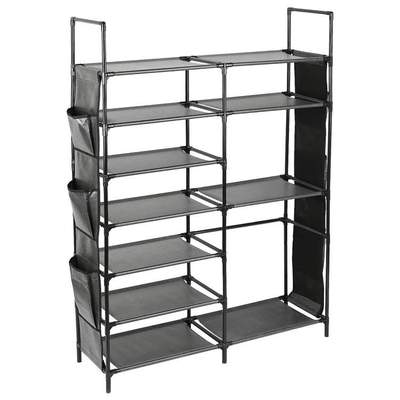 亚马逊双列七层侧挂袋手提简易无纺布家居收纳鞋架鞋子鞋柜