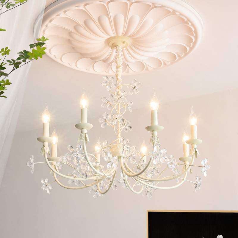 法式水晶吊灯奶油风花朵美式复古别墅大气公主房客厅卧室餐厅灯具,3C数码配件,USB灯,淘宝优惠券,粉丝福利购,淘宝优惠卷