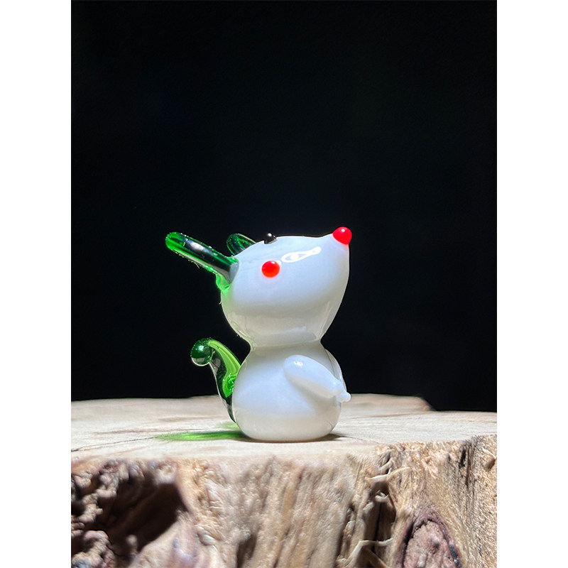 淄博琉璃可爱卡通小老鼠手把件十二生肖家居装饰工艺品桌面摆件