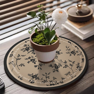 法式花瓶垫吸水皮革轻奢感桌面沥水垫花盆垫布速干咖啡杯垫