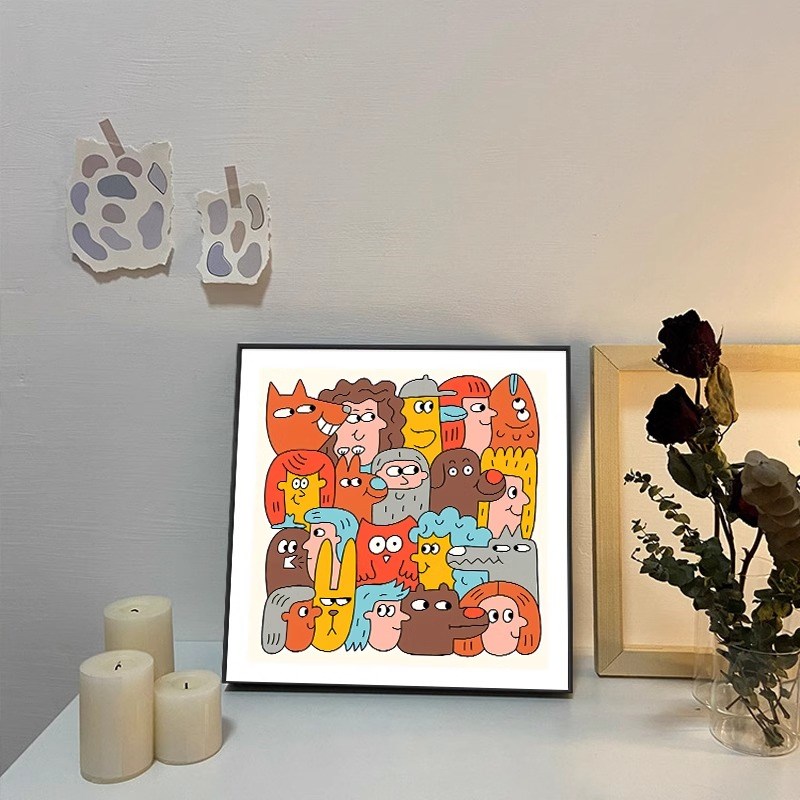 卡通动物客厅装饰画电视柜摆件北欧卧室房间书房挂画桌面摆画壁画图片
