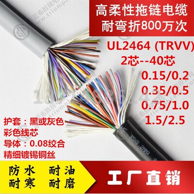 耐弯折耐油2464-24AWG拖链线20/22/25/28/30/32/35/40芯*0.2平方