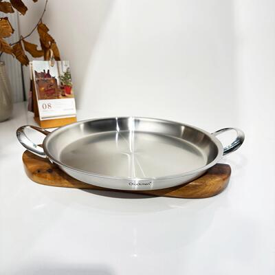 chockmen18/10不锈钢双耳煎锅煎牛排披萨烤肉海鲜盘干锅平底锅