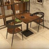 工业风格 实木小方桌家庭小公寓锻铁桌椅组合餐厅酒店广场覆古餐桌