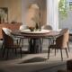 子弹头餐桌椅组合意式 轻奢设计师现代餐台别墅大平层胡桃木饭桌椅