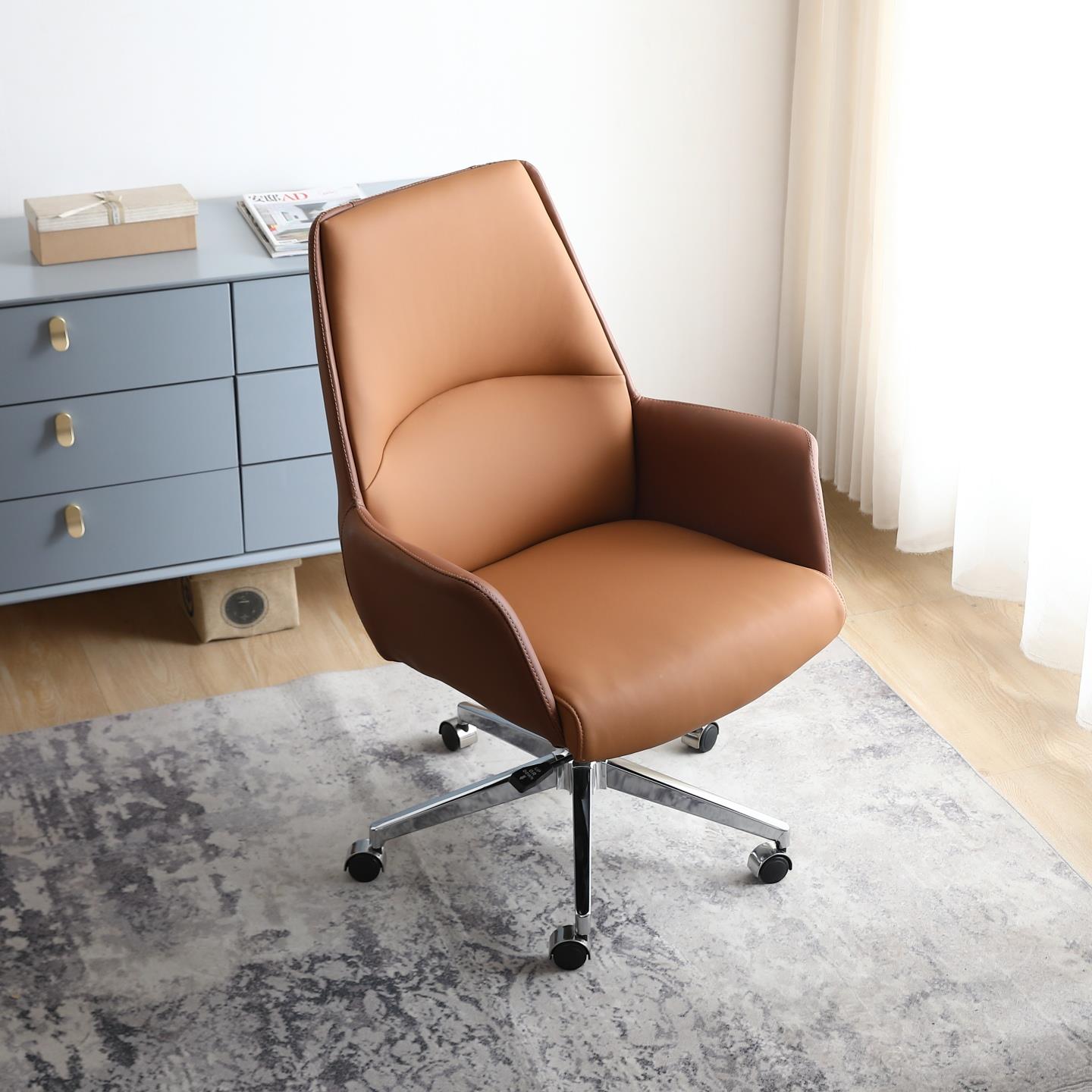 班前椅办公室客人椅子商务会议椅高档万向轮咨询椅弓形洽谈接待椅