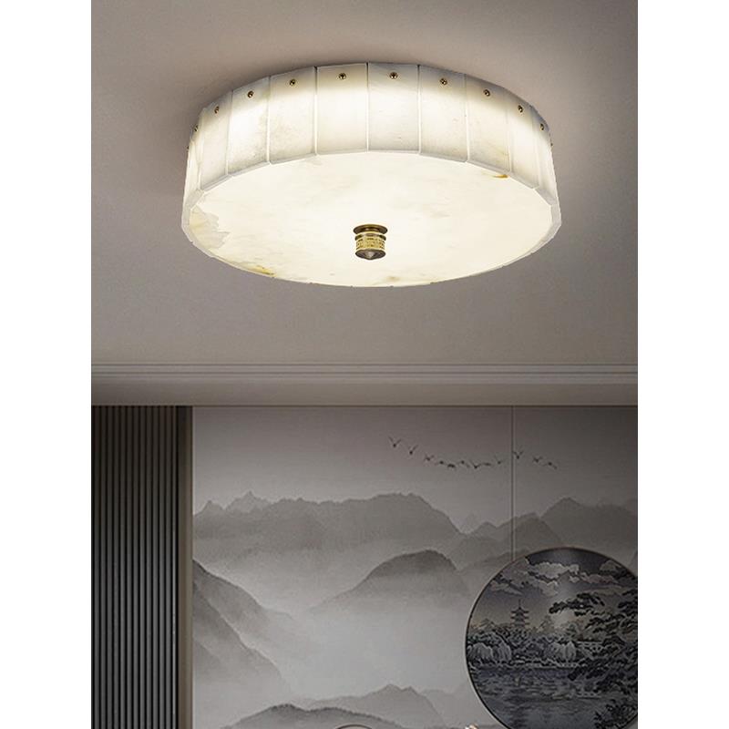 西班牙天然大理石吸顶灯客厅卧室模型房圆形2025新无障碍豪华高端