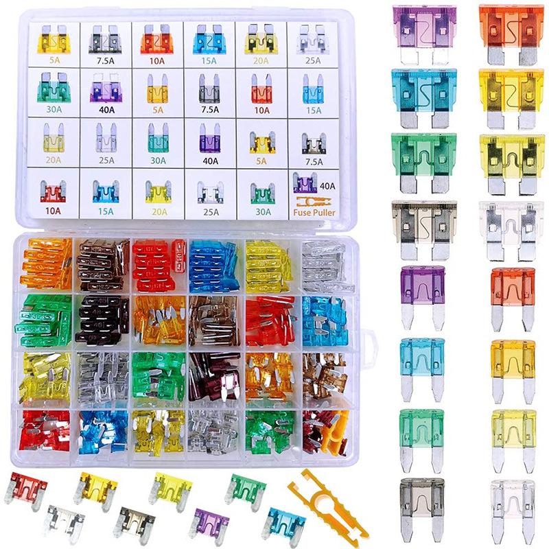 272PCS汽车保险片套装迷你号小号中号保险片车用保险丝锌插片2A-3