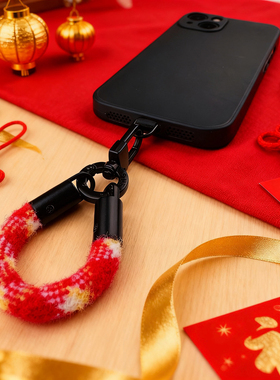 SHEARTS冬季毛茸茸迷你手机挂绳链汽车钥匙扣毛绒电话手指绳短款