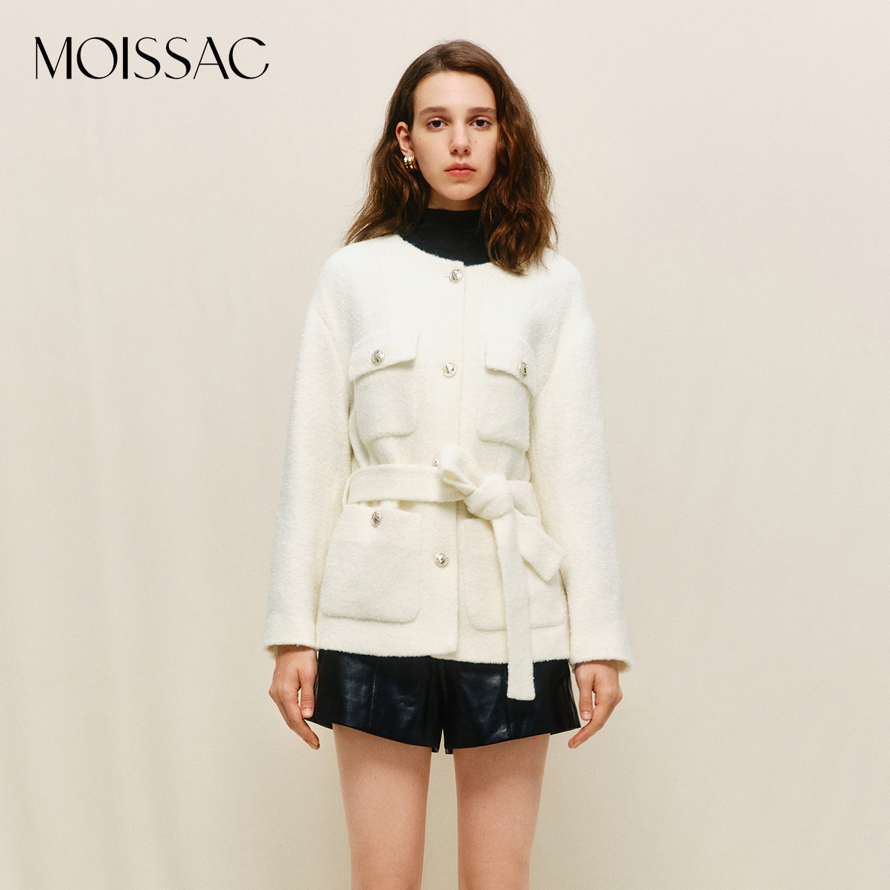 MOISSAC摩萨克冬绵羊毛小香风法式可拆卸腰带毛呢外套女,女装/女士精品,毛呢外套,淘宝优惠券,粉丝福利购,淘宝优惠卷