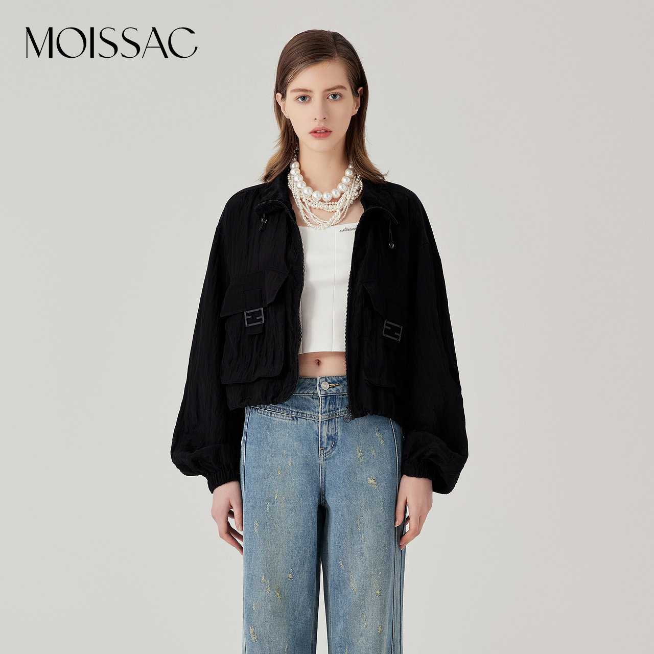 商场同款 摩萨克夏款帅气复古大口袋轻薄运动风工装外套女,女装/女士精品,短外套,淘宝优惠券,粉丝福利购,淘宝优惠卷