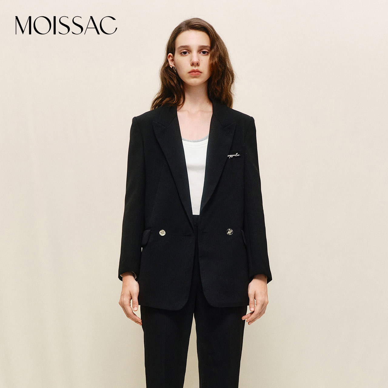 MOISSAC摩萨克奥莱冬绵羊毛粗花呢法式米色小香风短款外套女,女装/女士精品,西装,淘宝优惠券,粉丝福利购,淘宝优惠卷