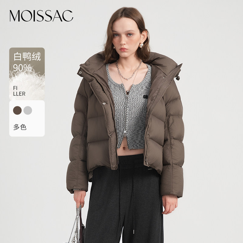 MOISSAC摩萨克冬款简约通勤风绗缝线抽绳帽短款羽绒服女,女装/女士精品,羽绒服,淘宝优惠券,粉丝福利购,淘宝优惠卷