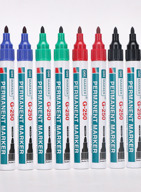 GEEMARKER功意金属笔管圆头油性防水耐油记号笔G-250光纤塑料画线打点低气味环保速干2MM