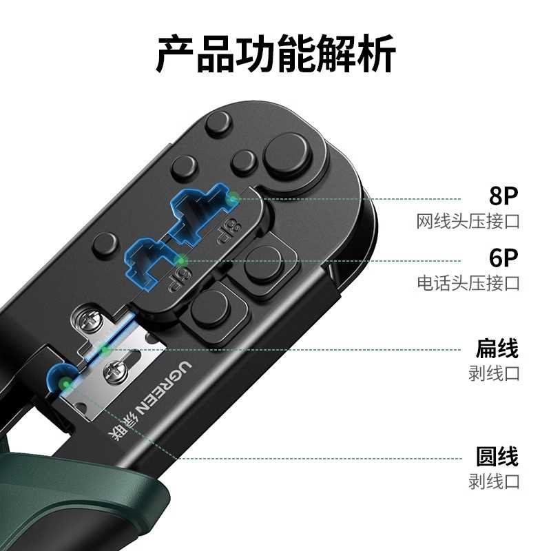 绿联网线钳子专业级多功能水晶头压线钳子超6七7类8P6P电话宽带接