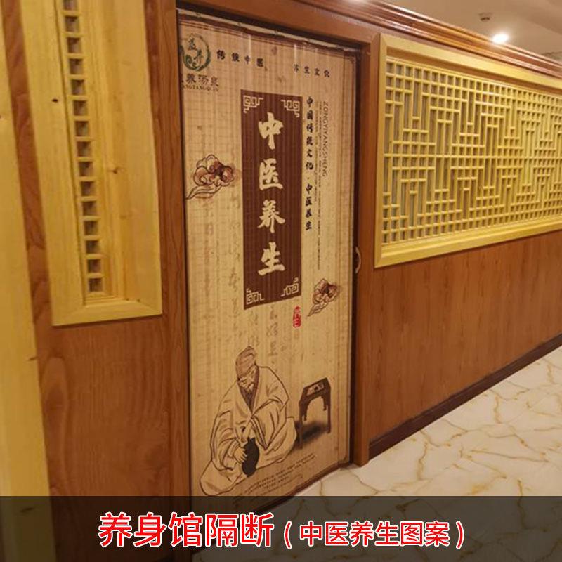 竹帘子门帘隔断折叠推拉家用风屏风商铺简易客厅印花竹帘
