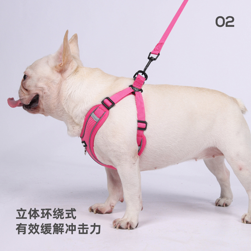 新款狗狗胸背带一体式轻盈减负遛狗绳可挂狗牌高亮反光狗狗牵引绳