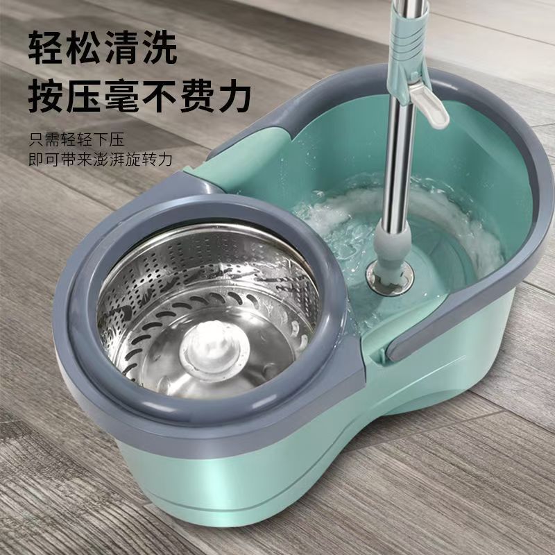 免手洗旋转拖把手压式旋转桶干湿两用免手洗拖把家用墩布八字桶