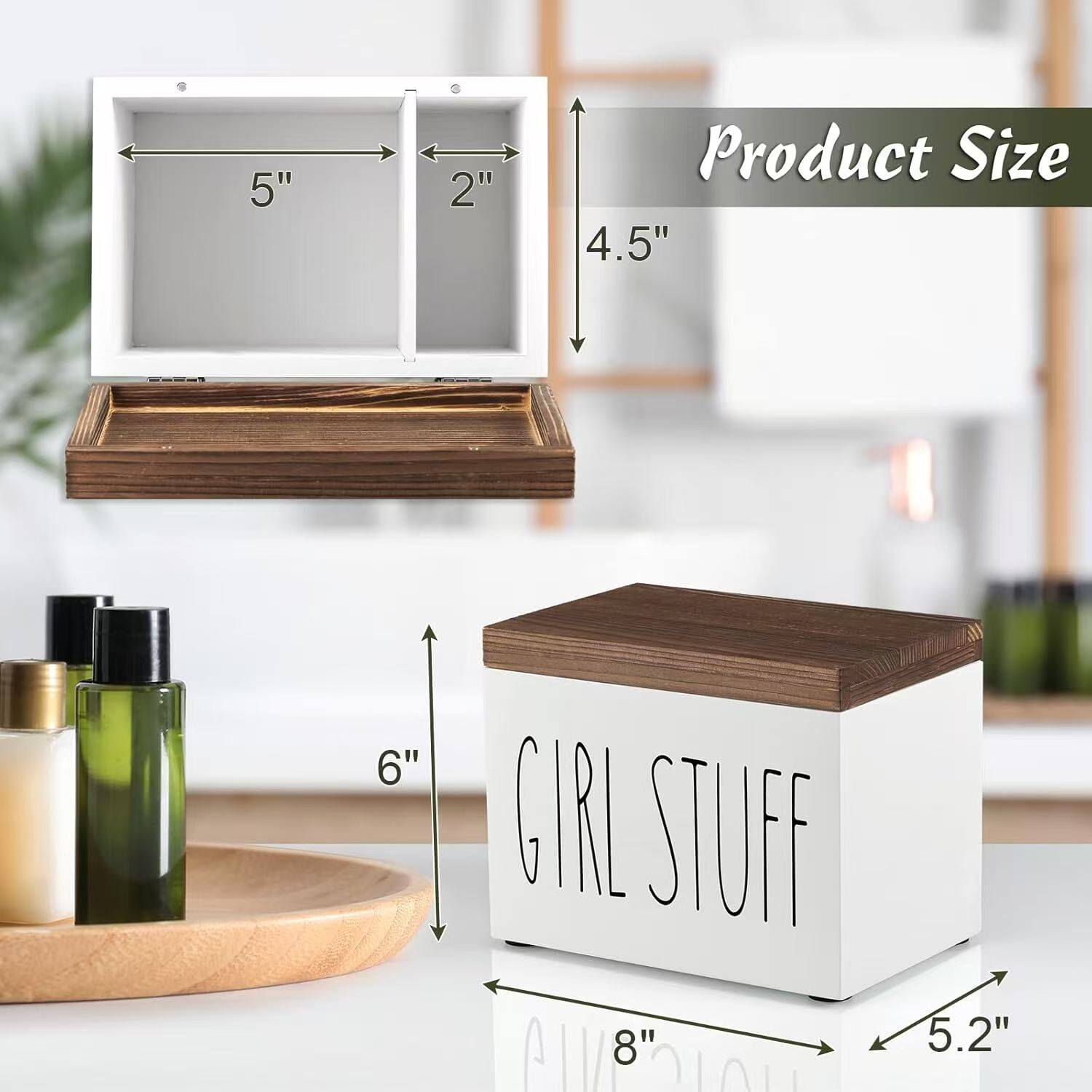 木质带盖卫生巾棉条存储盒浴室洗漱用品收纳盒桌面杂物整理收纳盒