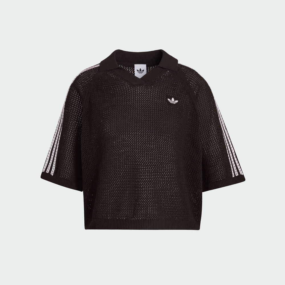 adidas阿迪达斯三叶草女子POLO衫运动韩版休闲针织短袖T恤KE0198