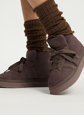 adidas阿迪达斯三叶草女鞋CAMPUS00s厚底运动休闲鞋雪地靴JR3736