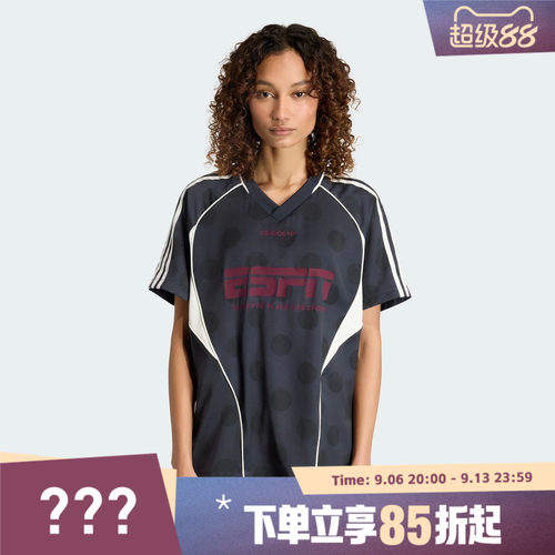 adidas阿迪达斯三叶草女子街头风波点运动休闲V领短袖T恤KV1189