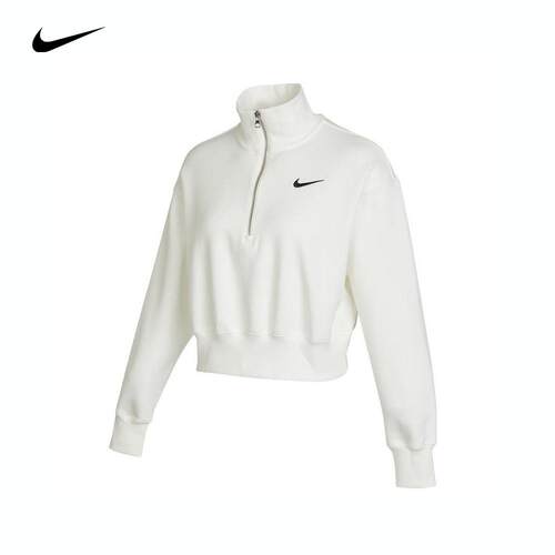 nike耐克半拉链针织卫衣女加绒短款运动卫衣套头衫DQ5768-133