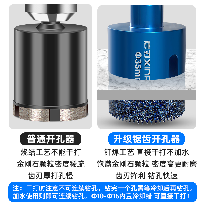 瓷砖开孔器大理石材岩板干打钻头玻璃陶瓷玻化砖专用全瓷砖打孔
