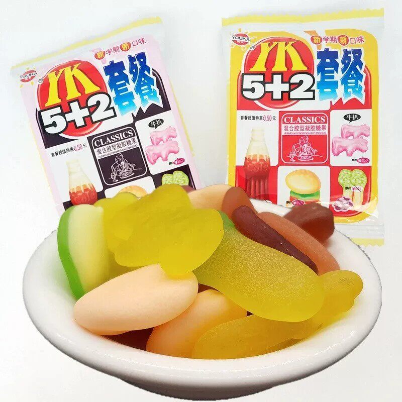 网红休闲解馋怀旧儿时童年糖果5+2套餐QQ糖80后回忆怀旧经典零食