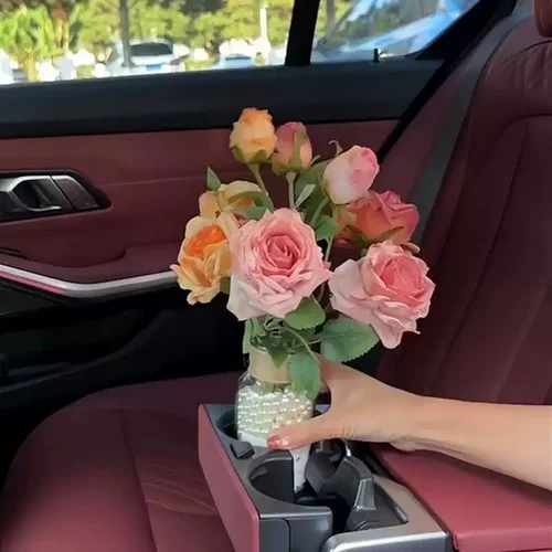 汽车载玫瑰花束摆件中控台扶手箱
