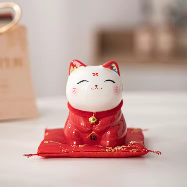 国潮宫廷陶瓷摇手招财猫家居情侣摆件结婚伴手礼装饰开业礼品