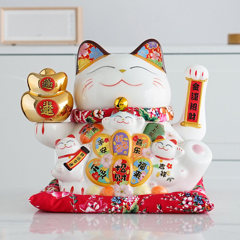 国潮宫廷陶瓷大号摇手招财猫摆件家居客厅店铺收银台开业礼品