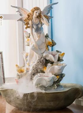 创意欧式电视柜客厅家装流水喷泉装饰品乔迁礼物