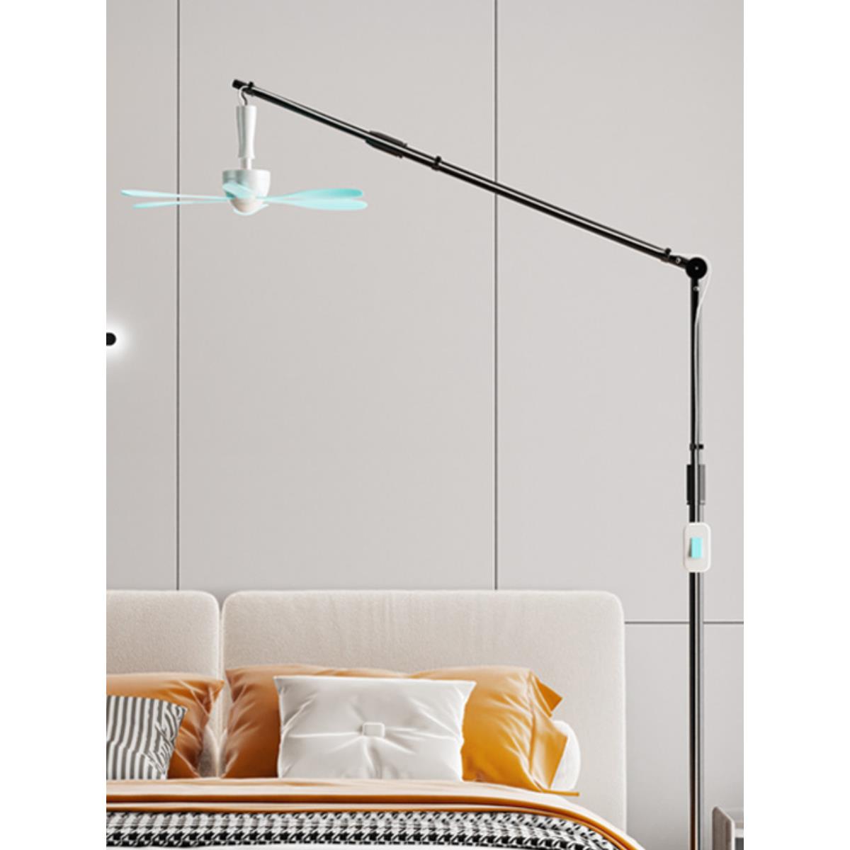 新款小吊扇支架落地式学生宿舍床头床上蚊帐微风扇固定支撑杆家用