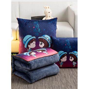 加厚抱枕被子两用珊瑚绒汽车靠垫被办公室多功能可折叠午休空调被