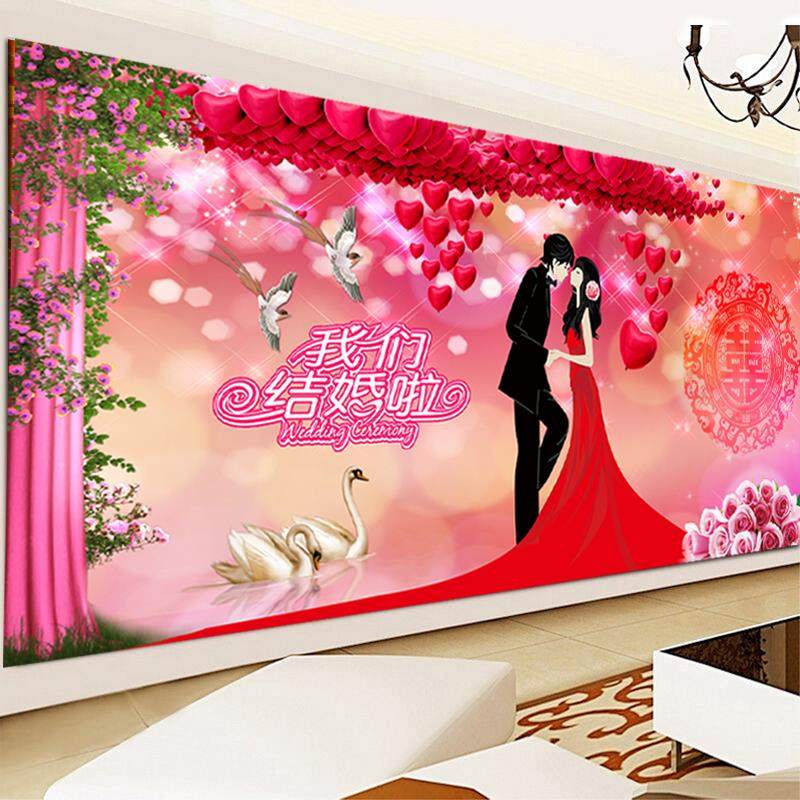 5D钻石画满钻客厅真爱永恒婚礼喜庆玫瑰钻石绣粘贴点钻十字绣新款