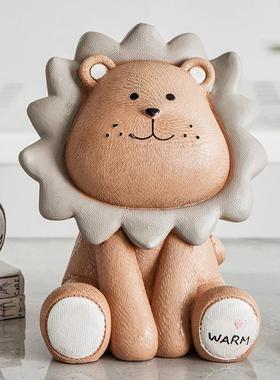 北欧ins狮子存钱筒大号创意萌狮硬币儿童存钱罐摆件客厅装饰摆饰