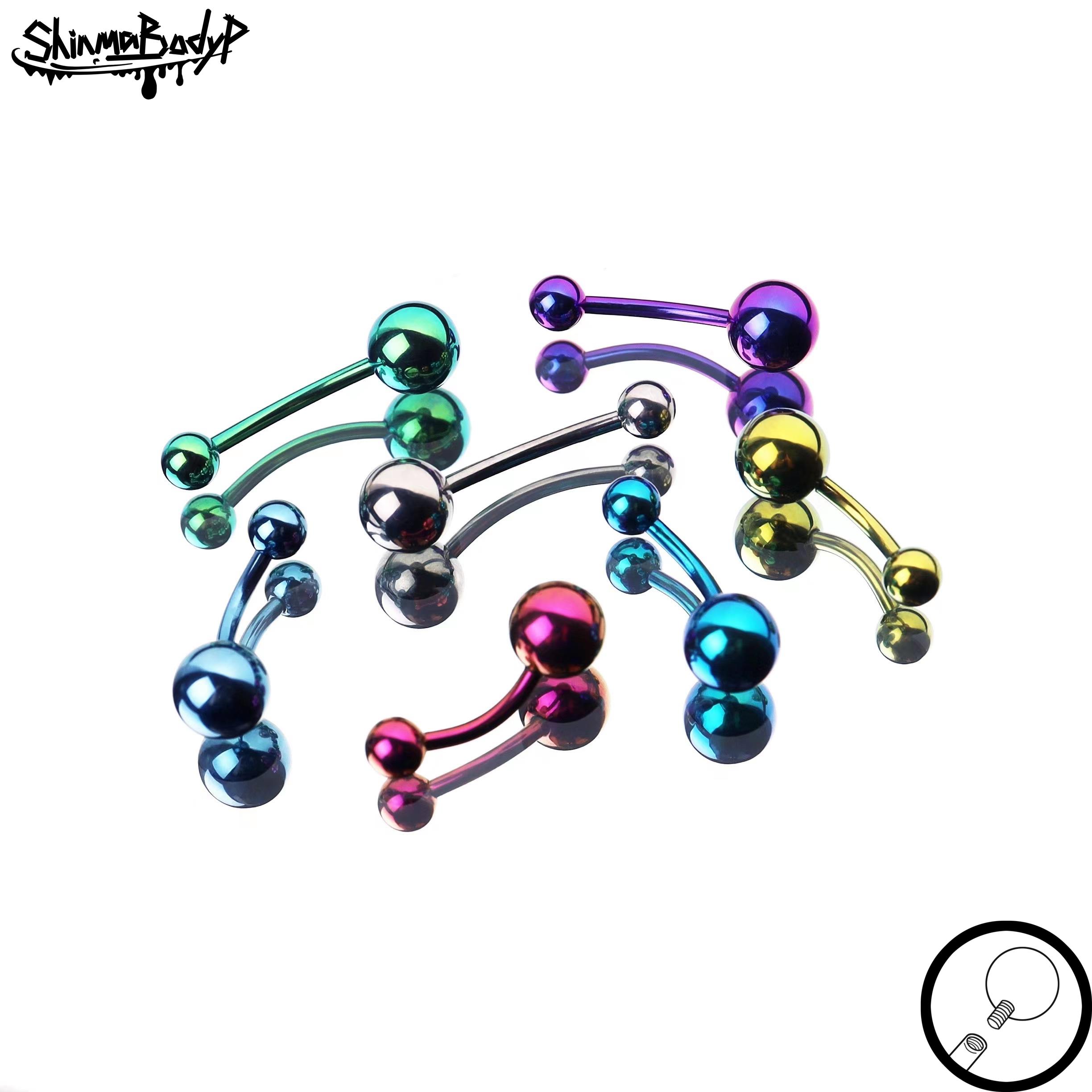 阳极氧化钛合金肚脐环 14G内螺纹穿刺饰品 Shinma欧美风格可改色