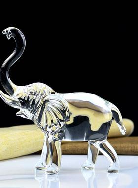 招财风水大象汽车摆件吉祥如意玄关西双版纳水晶琉璃大象彷真动物