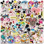 50张DSN米老鼠米奇米妮童话卡通周边创意益智贴纸装 饰笔记本头盔手机手账水杯书桌行李箱DIY浴室墙面防水贴纸