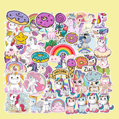 50张网红卡通独角兽unicorn涂鸦贴纸装 饰笔记本头盔文具盒手账保温杯吉他电动车书架手机壳儿童奖励防水贴纸