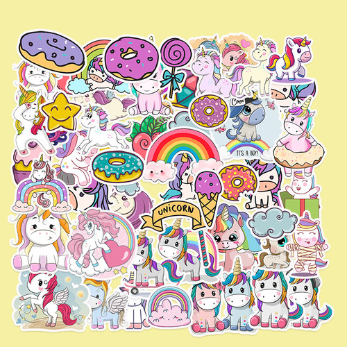 50张独角兽unicorn装饰防水贴纸