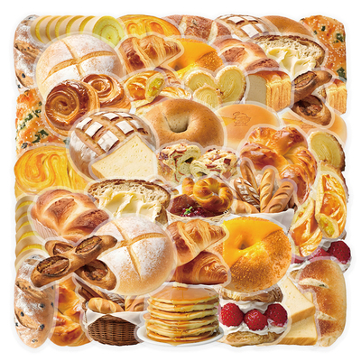 50张金灿灿烘焙面包装饰防水贴纸
