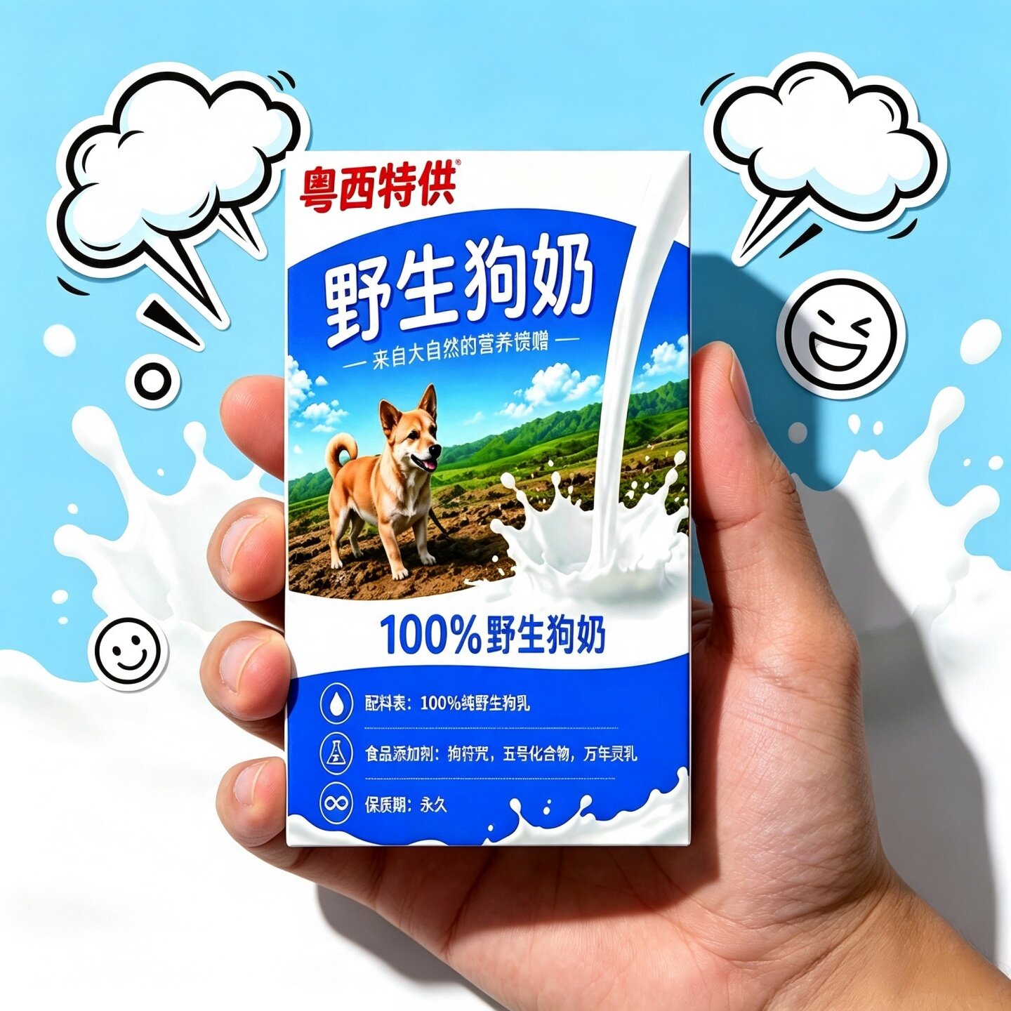 粤西野生狗奶趣味贴纸200ml