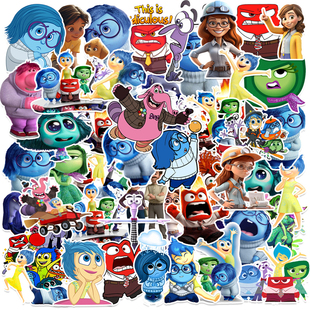 50张卡通头脑特工队大电影动漫平价贴纸装 水杯电动车滑板iPad手机壳DIY防水贴纸 饰笔记本头盔行李箱手账夏季