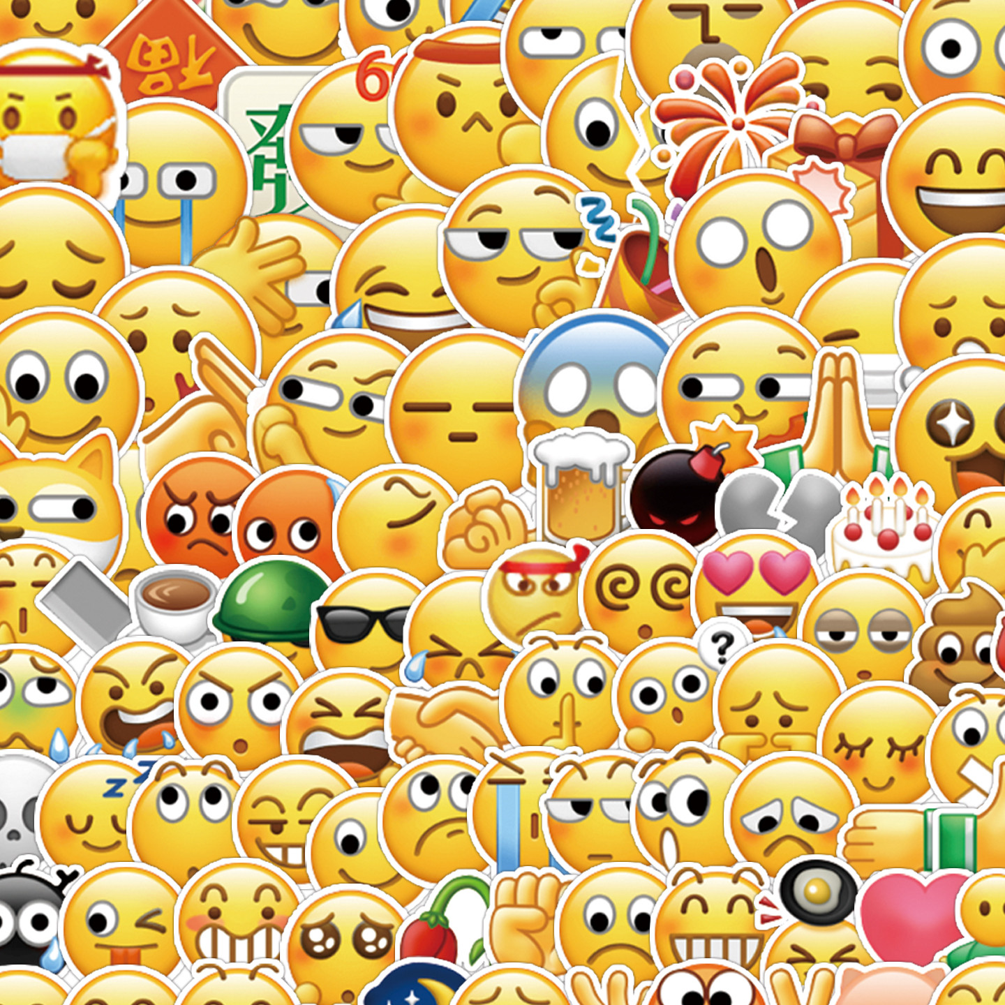 100张小红书同款沙雕可爱网络聊天表情包贴纸不重复装饰手机笔记本水杯平板吉他DIY键盘镜子鞋柜贴画学生整蛊