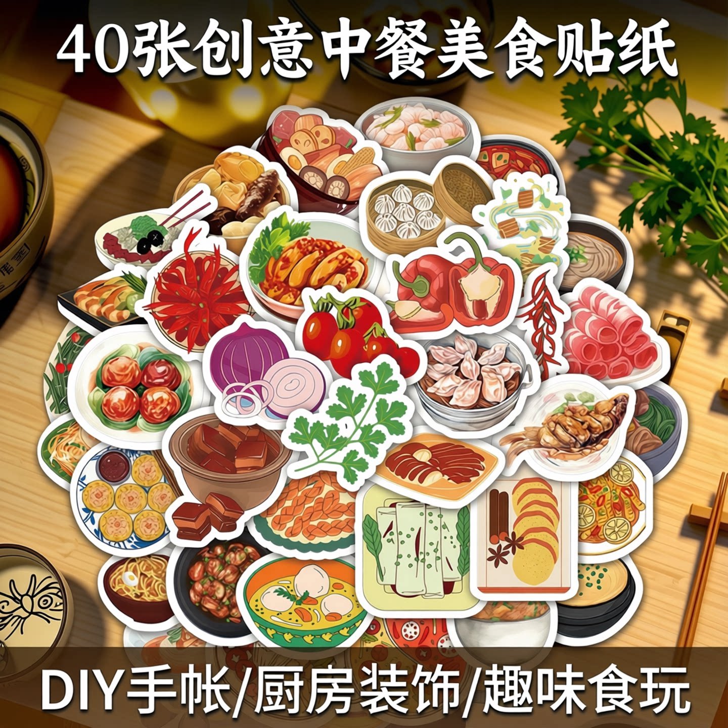 40张中餐美食美味佳肴餐饮贴纸